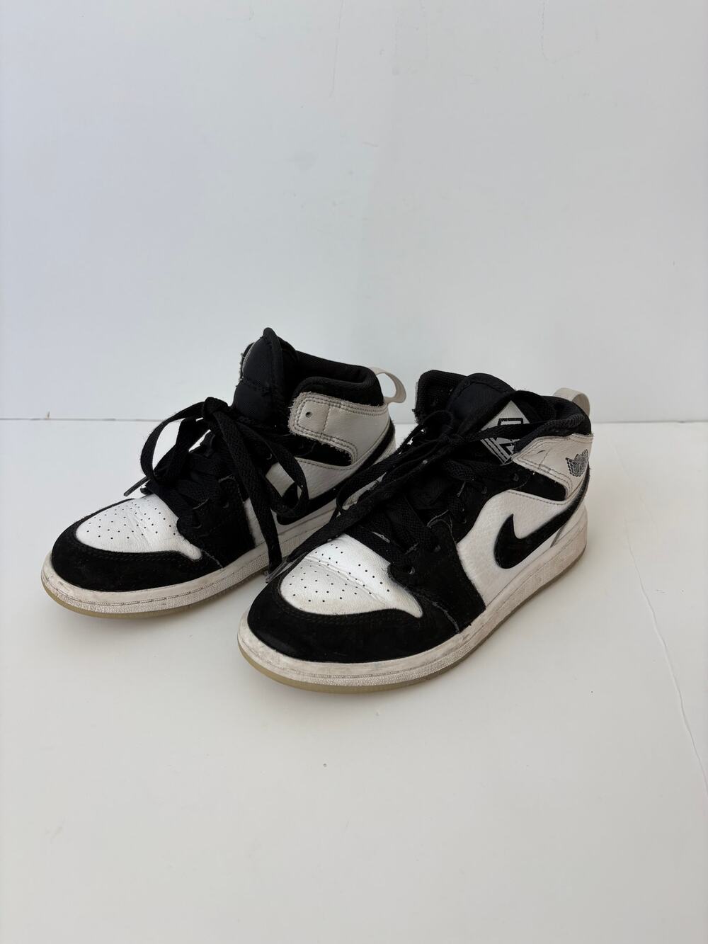Air Jordan 1 Mid SE Diamond Kids 13.5C Black White DN4323-100 Sneakers